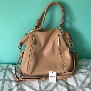 boho leather slouch bag with shoulder strap